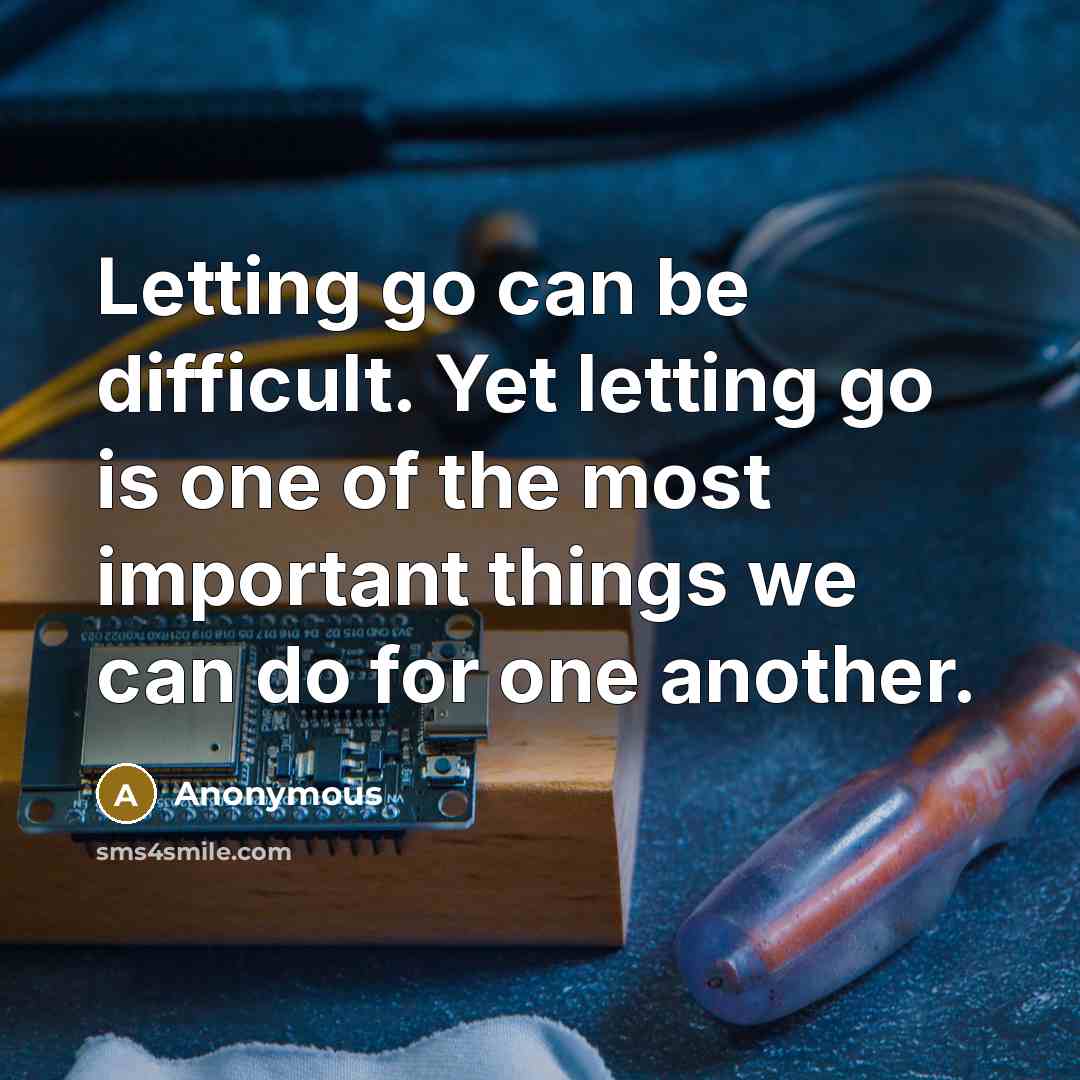 “Letting go can be difficult. Yet letting go is one of the most important things we can do for one another.” quote by Anonymous