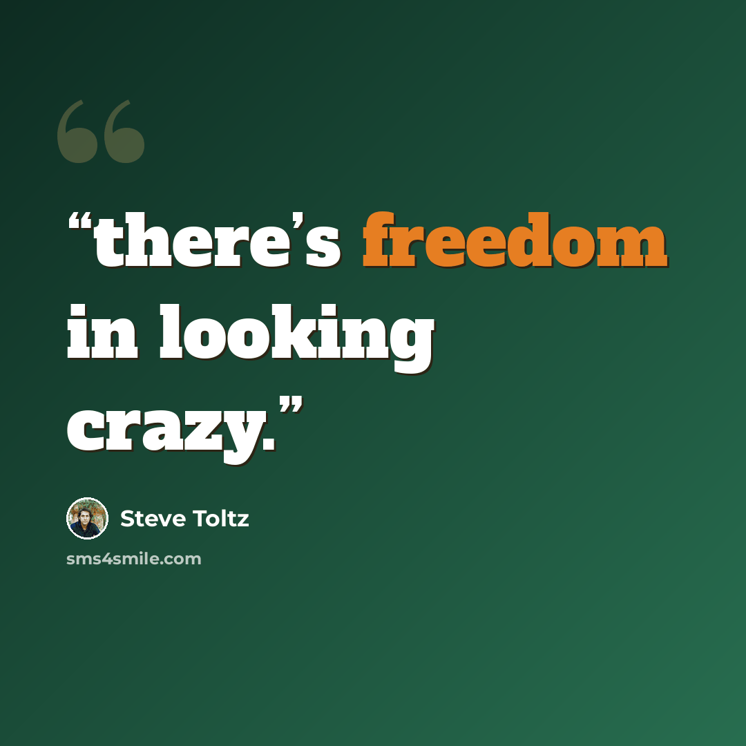 “there’s freedom in looking crazy.” quote by Steve Toltz