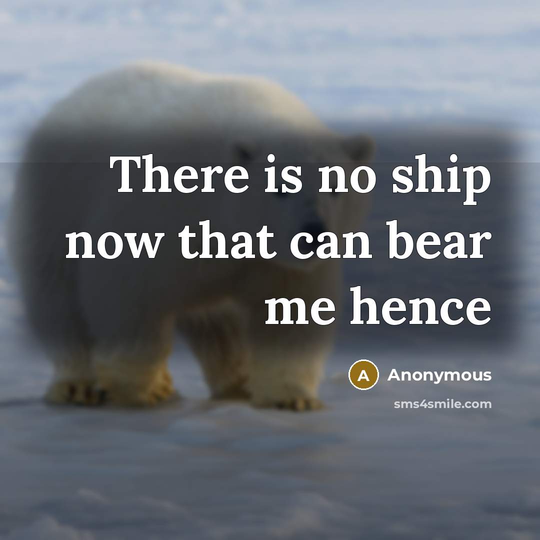 “There is no ship now that can bear me hence” quote by Anonymous
