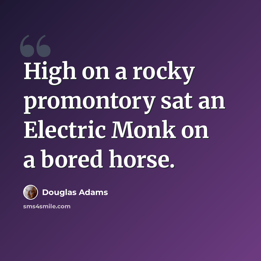 “High on a rocky promontory sat an Electric Monk on a bored horse.” quote by Douglas Adams