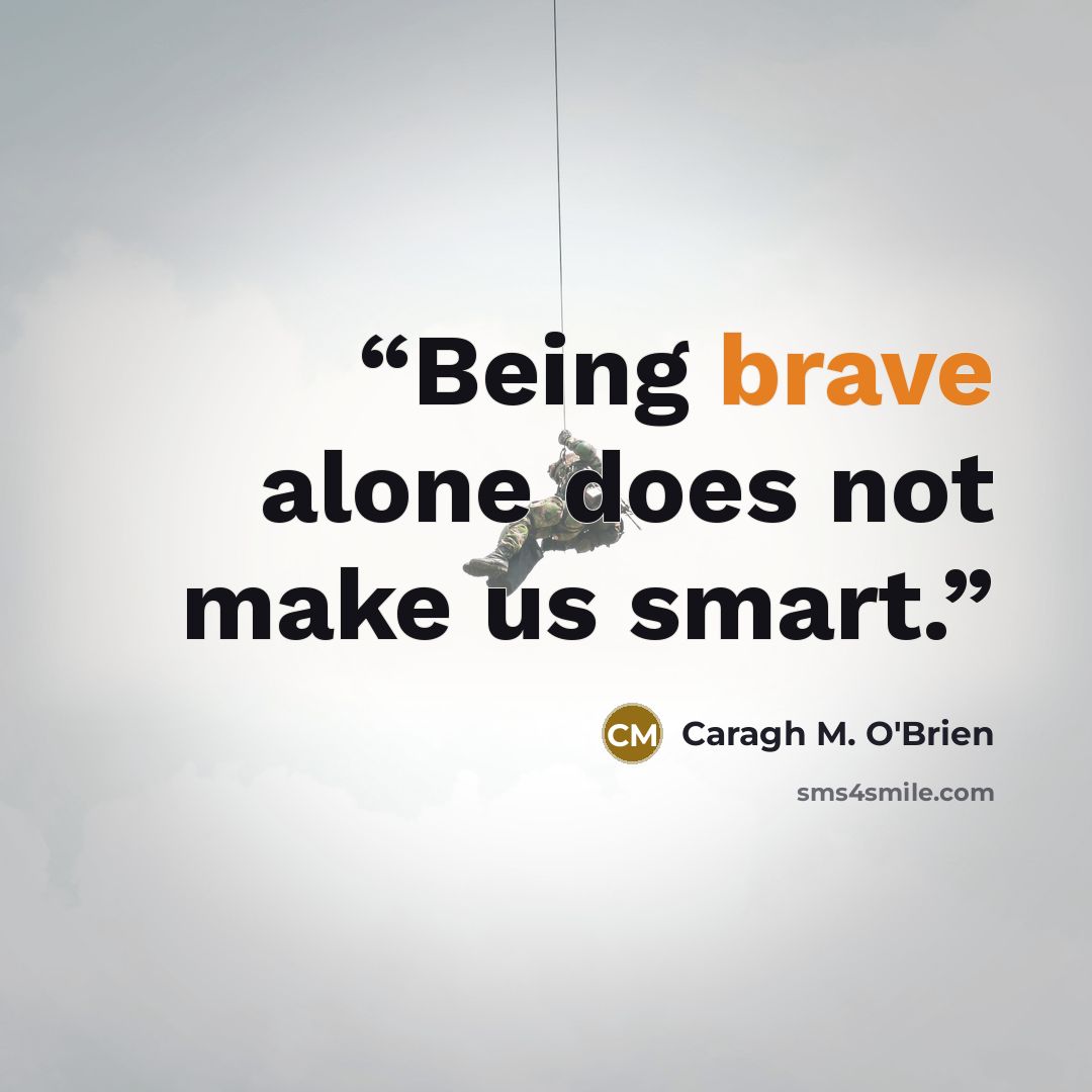 “Being brave alone does not make us smart.” quote by Caragh M. O'Brien