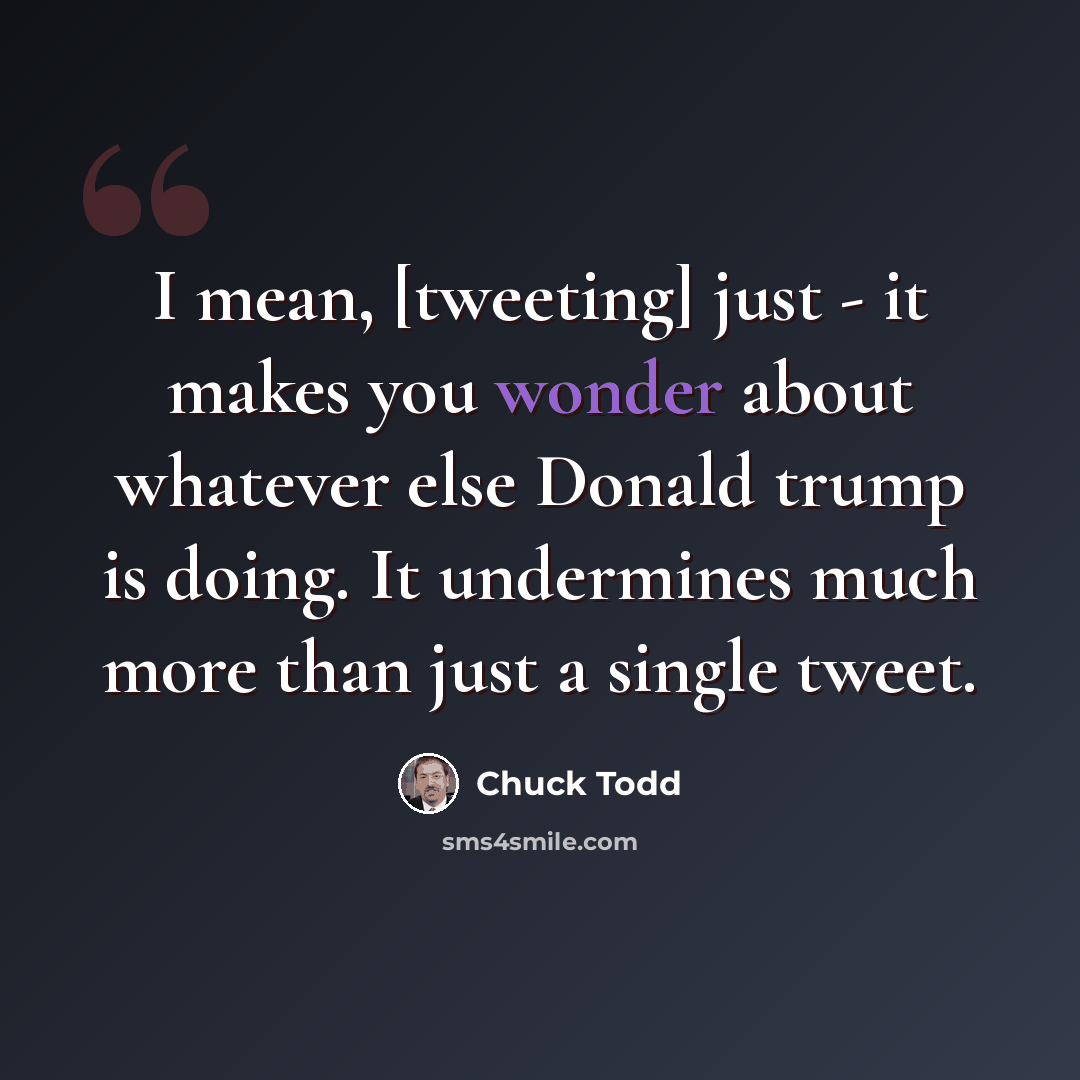 “I mean, [tweeting] just - it makes you wonder about whatever else Donald trump is doing. It undermines much more than just a single tweet.” quote by Chuck Todd