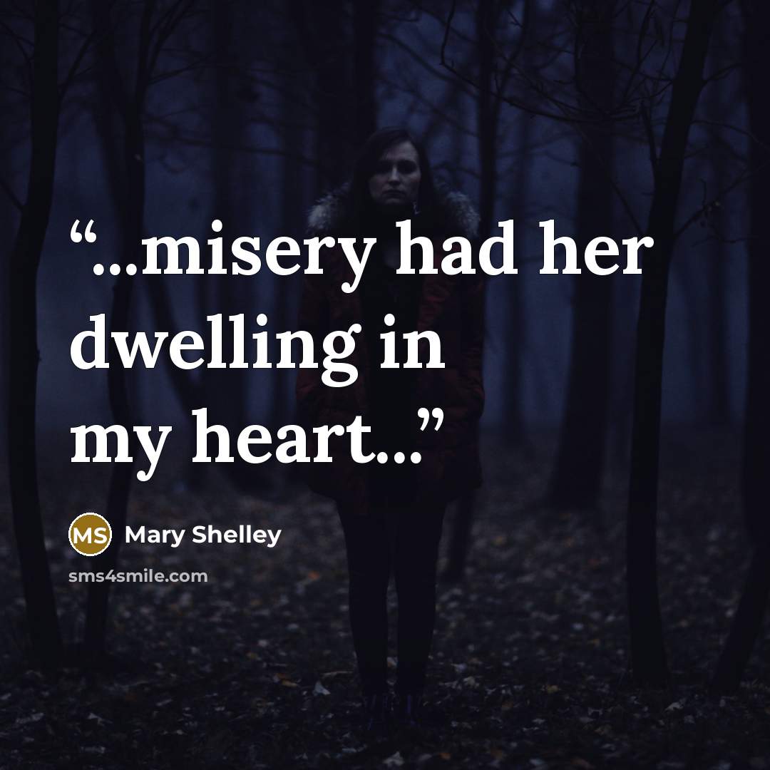“...misery had her dwelling in my heart...” quote by Mary Shelley