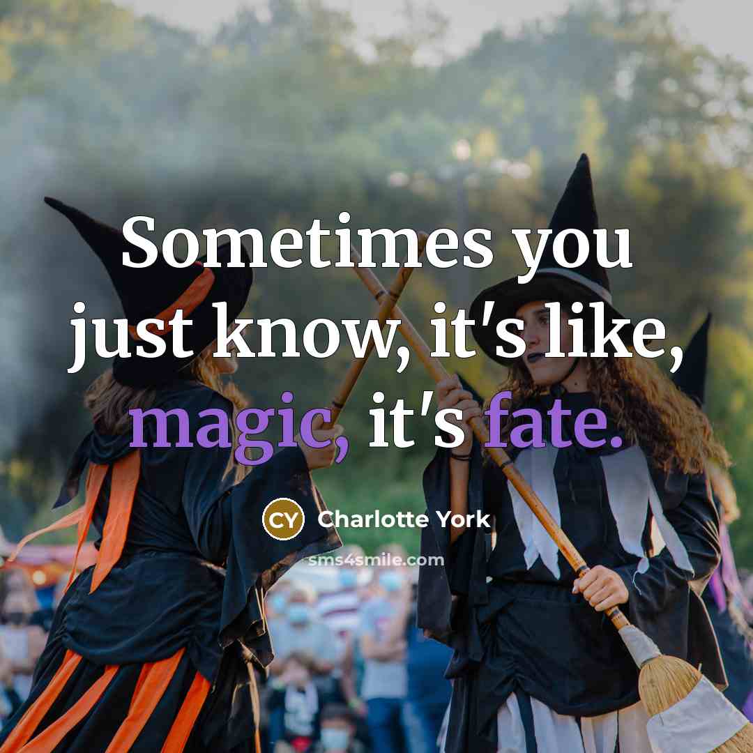 “Sometimes you just know, it's like, magic, it's fate.” quote by Charlotte York