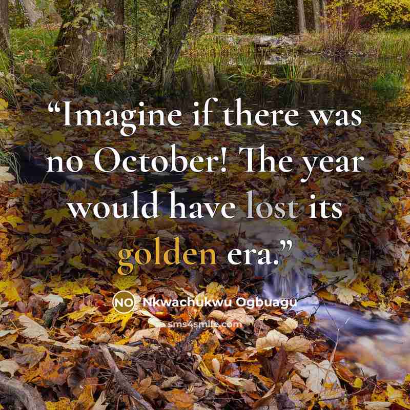 “Imagine if there was no October! The year would have lost its golden era.” quote by Nkwachukwu Ogbuagu