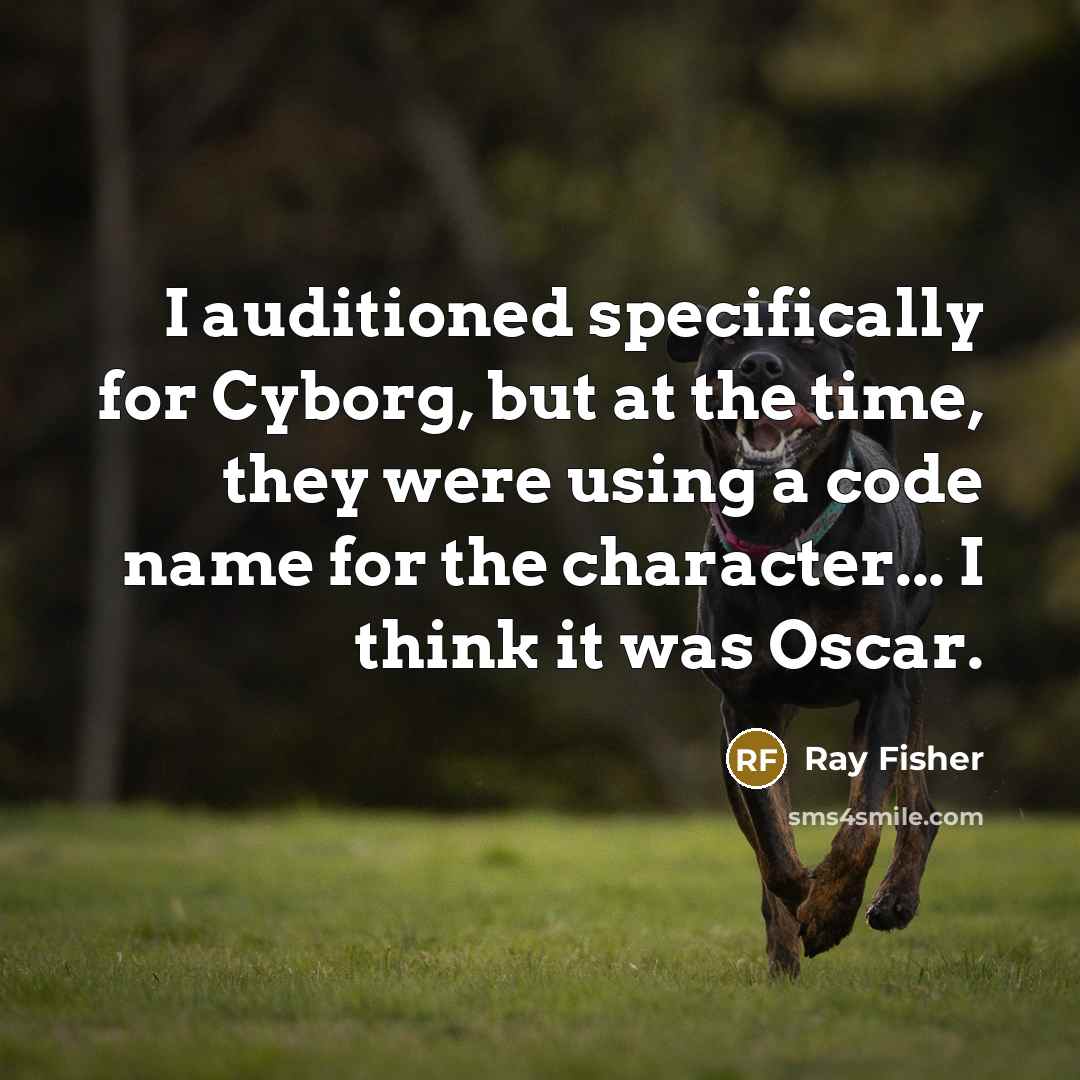 “I auditioned specifically for Cyborg, but at the time, they were using a code name for the character... I think it was Oscar.” quote by Ray Fisher