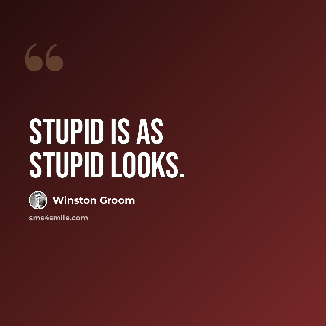 “Stupid is as stupid looks.” quote by Winston Groom