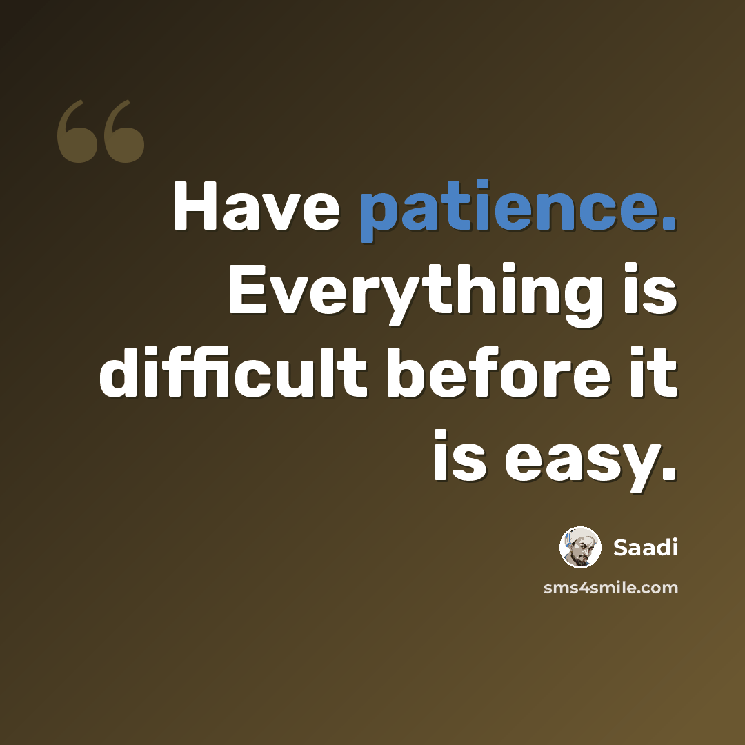 “Have patience. Everything is difficult before it is easy.” quote by Saadi