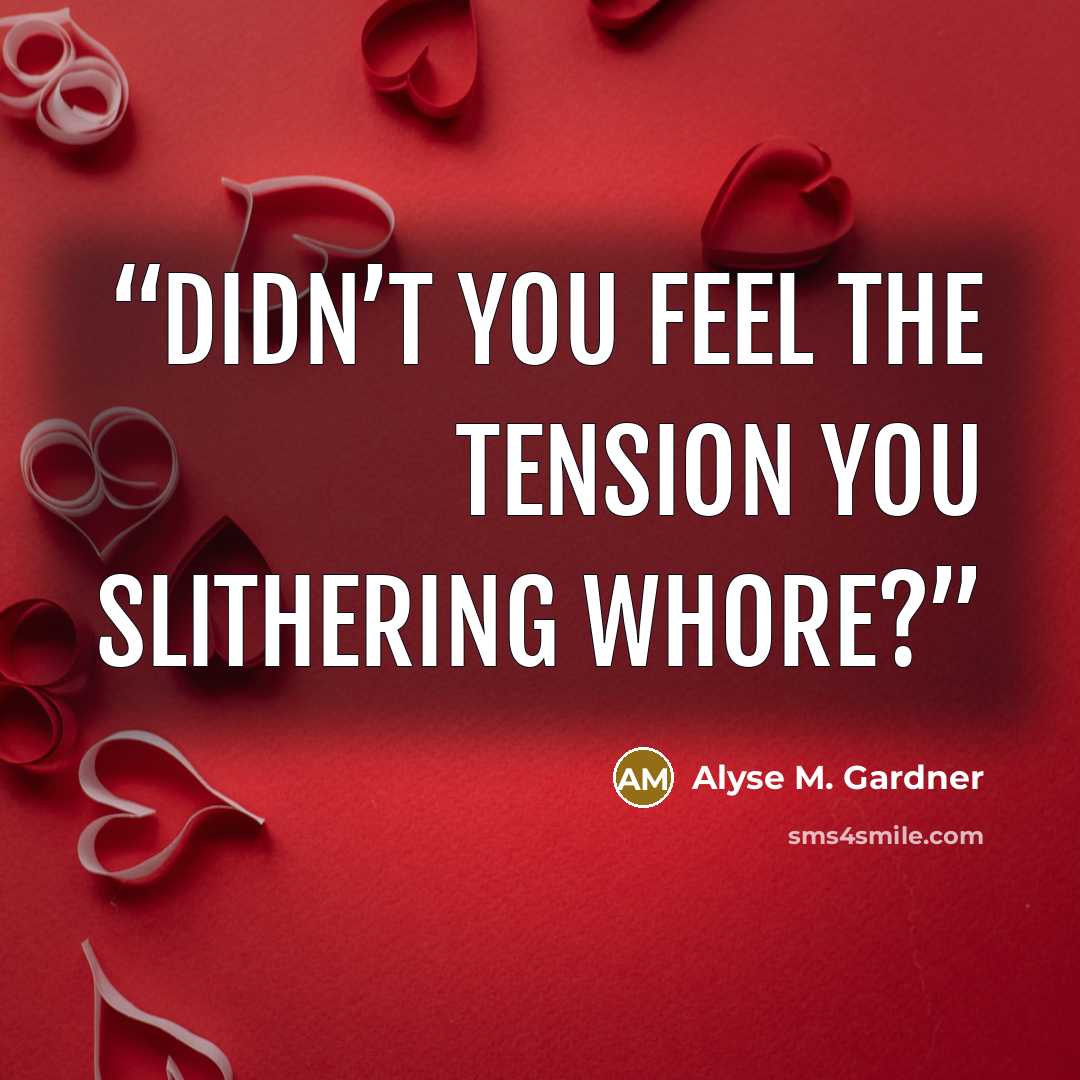“Didn’t you feel the tension you slithering whore?” quote by Alyse M. Gardner