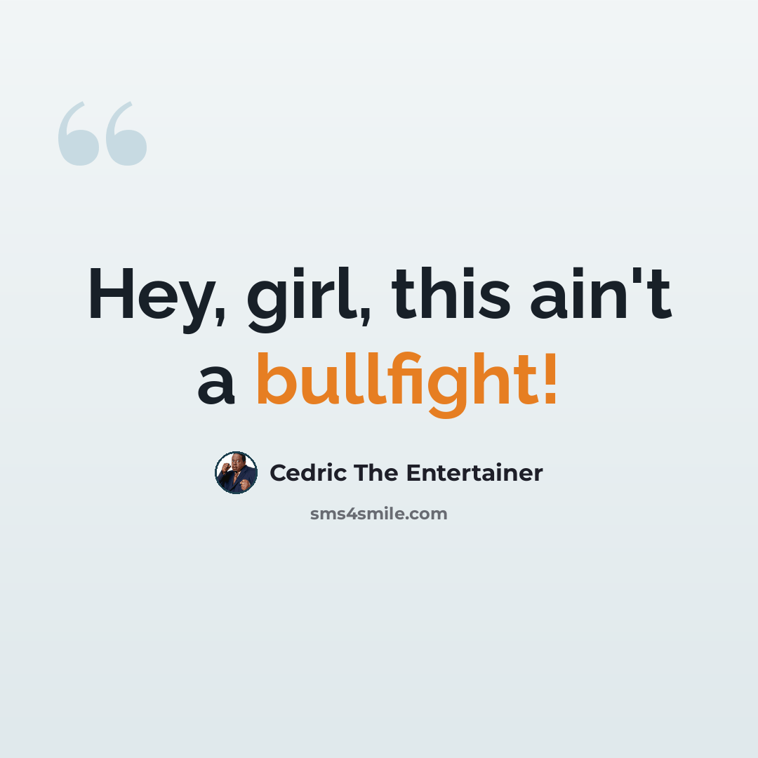 “Hey, girl, this ain't a bullfight!” quote by Cedric The Entertainer