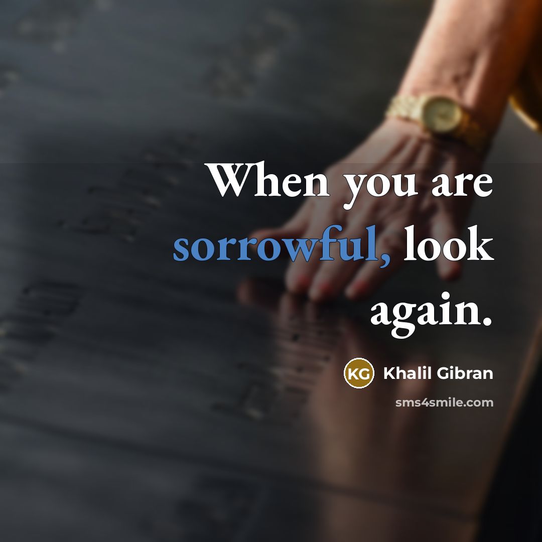 “When you are sorrowful, look again.” quote by Khalil Gibran