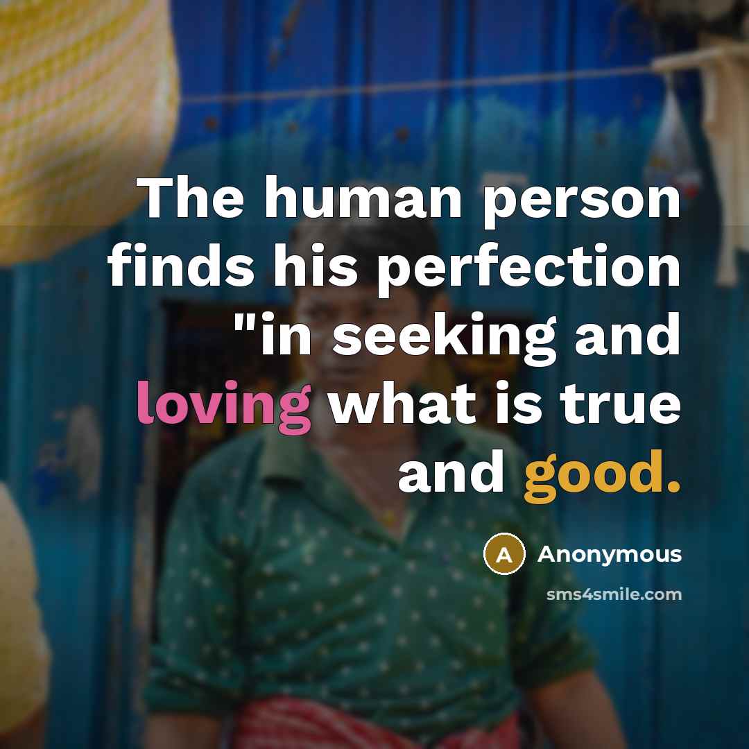 “The human person finds his perfection "in seeking and loving what is true and good.” quote by Anonymous