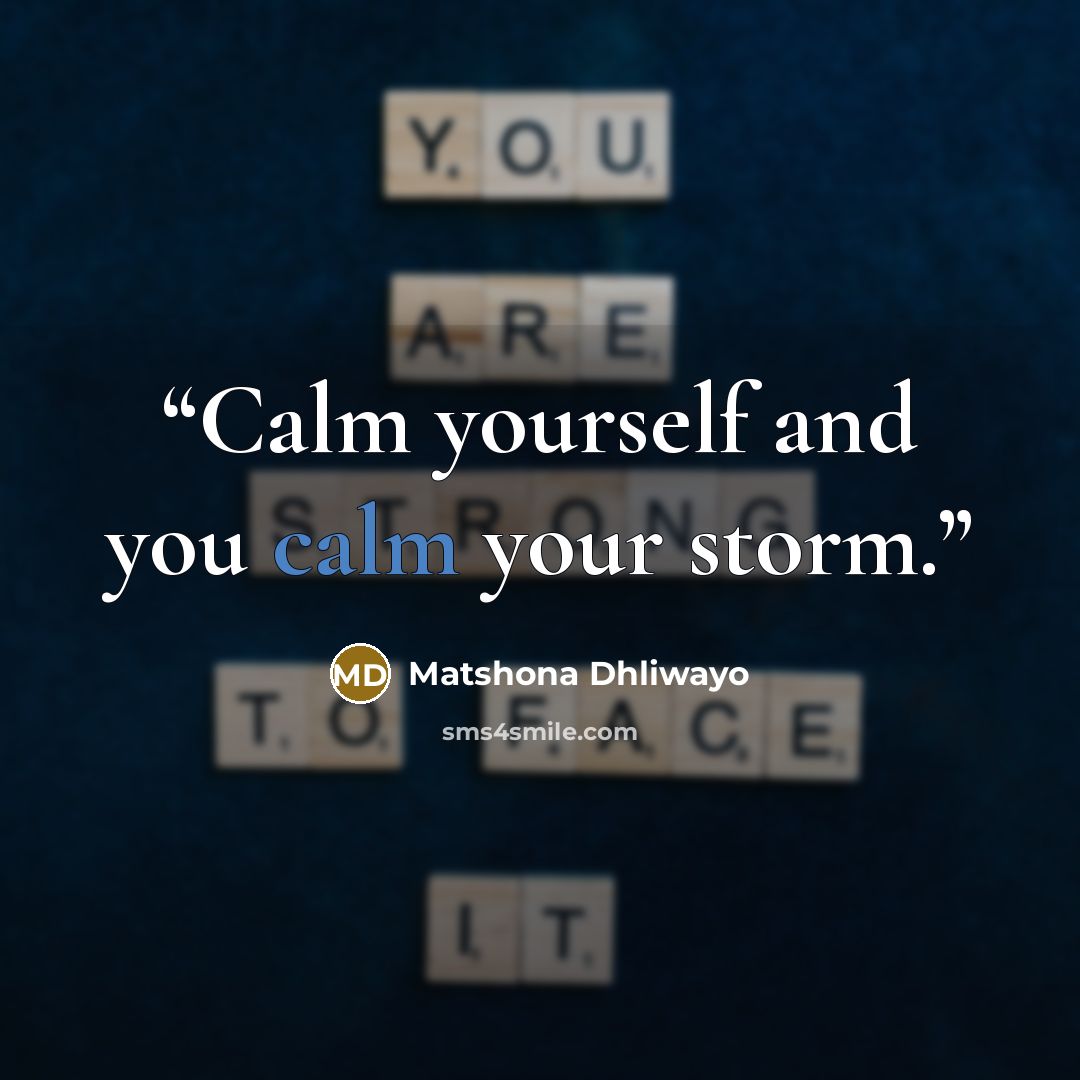 “Calm yourself and you calm your storm.” quote by Matshona Dhliwayo