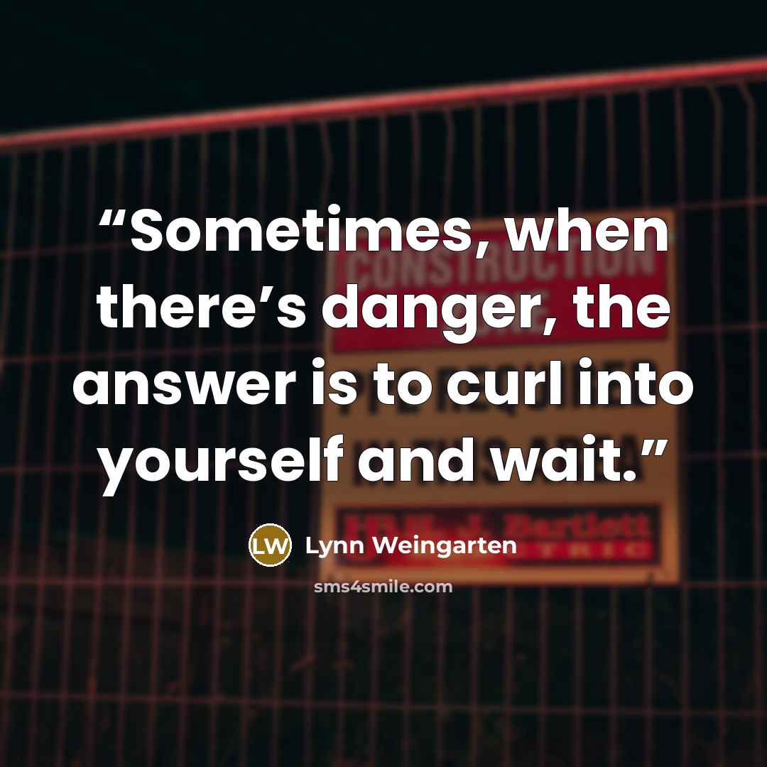 “Sometimes, when there’s danger, the answer is to curl into yourself and wait.” quote by Lynn Weingarten