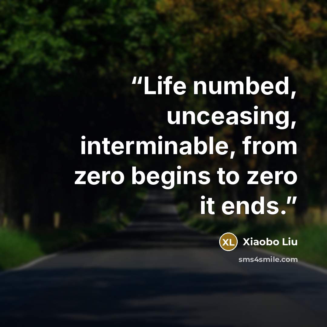 “Life numbed, unceasing, interminable, from zero begins to zero it ends.” quote by Xiaobo Liu