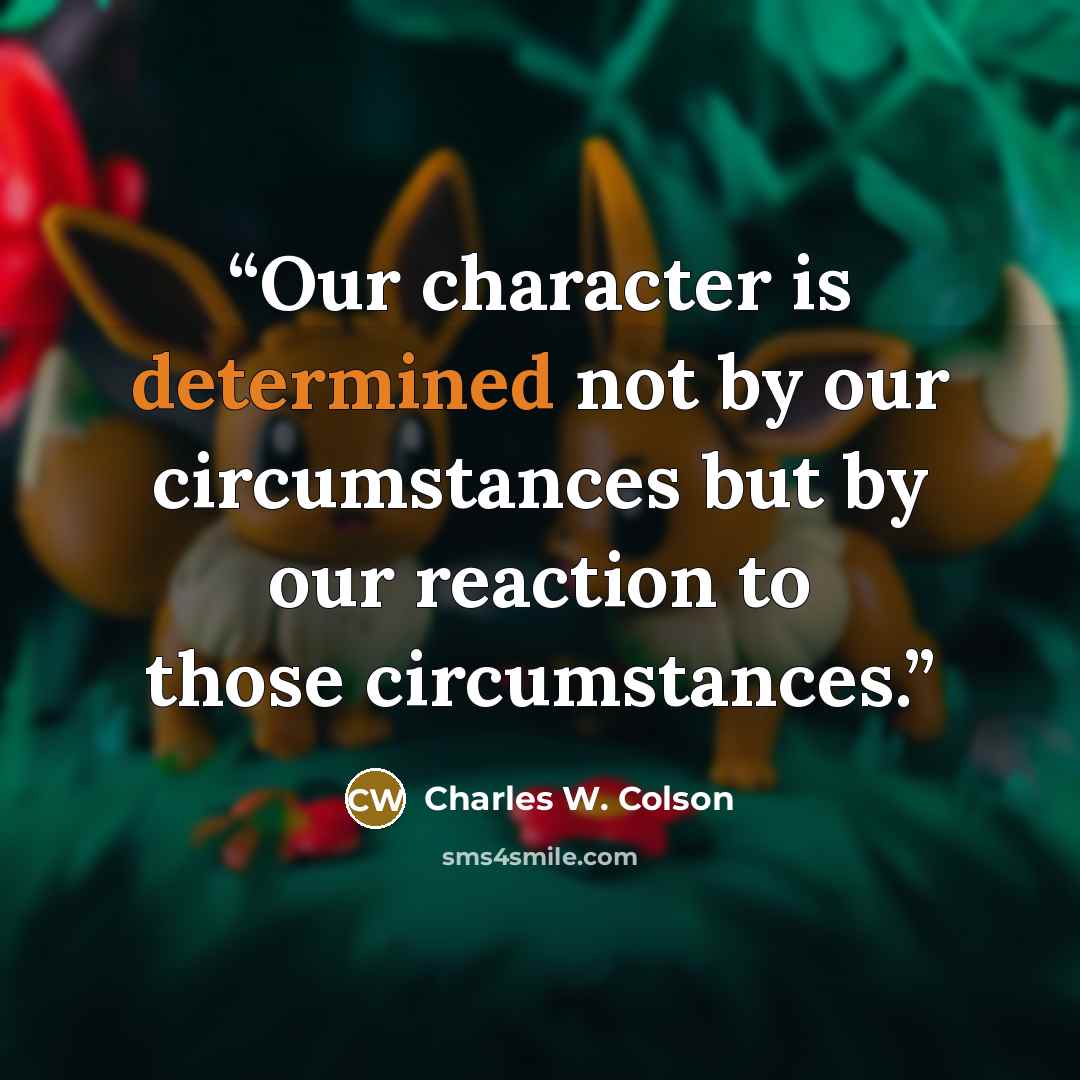“Our character is determined not by our circumstances but by our reaction to those circumstances.” quote by Charles W. Colson