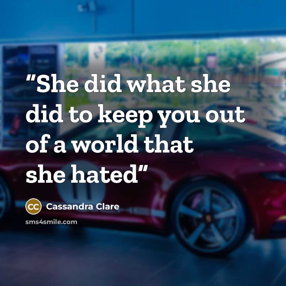 “She did what she did to keep you out of a world that she hated” quote by Cassandra Clare