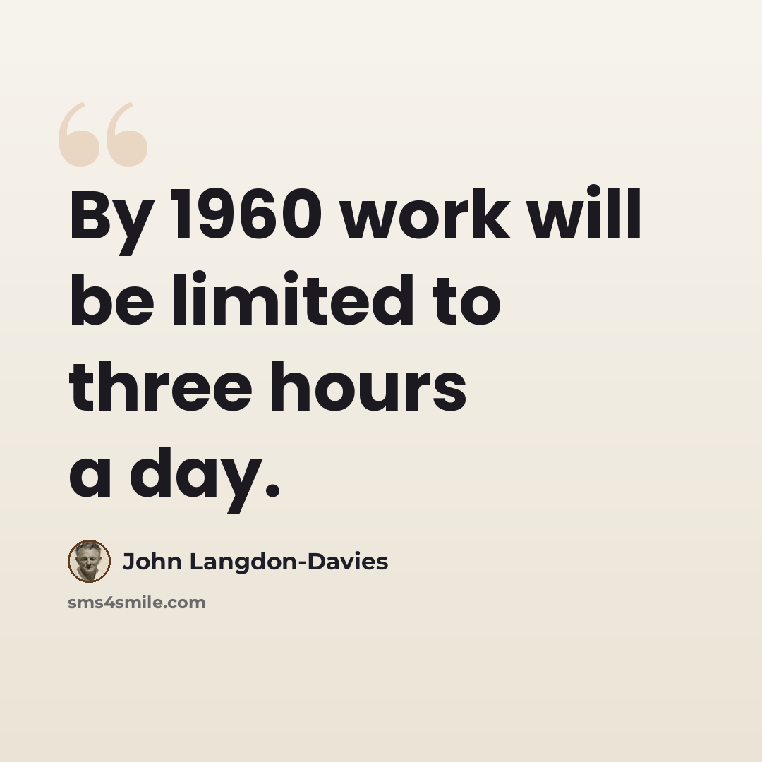 “By 1960 work will be limited to three hours a day.” quote by John Langdon-Davies
