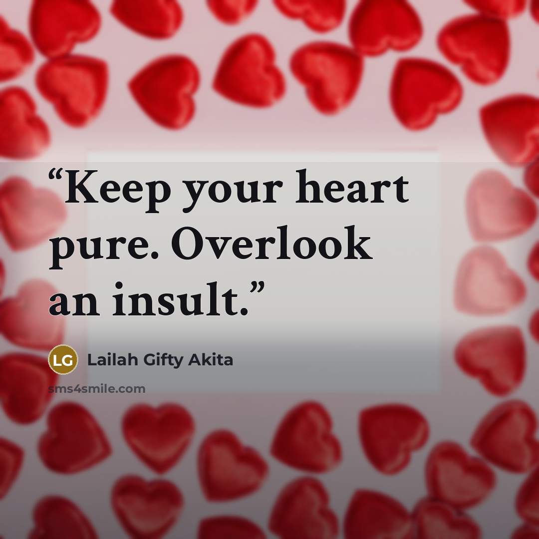“Keep your heart pure. Overlook an insult.” quote by Lailah Gifty Akita