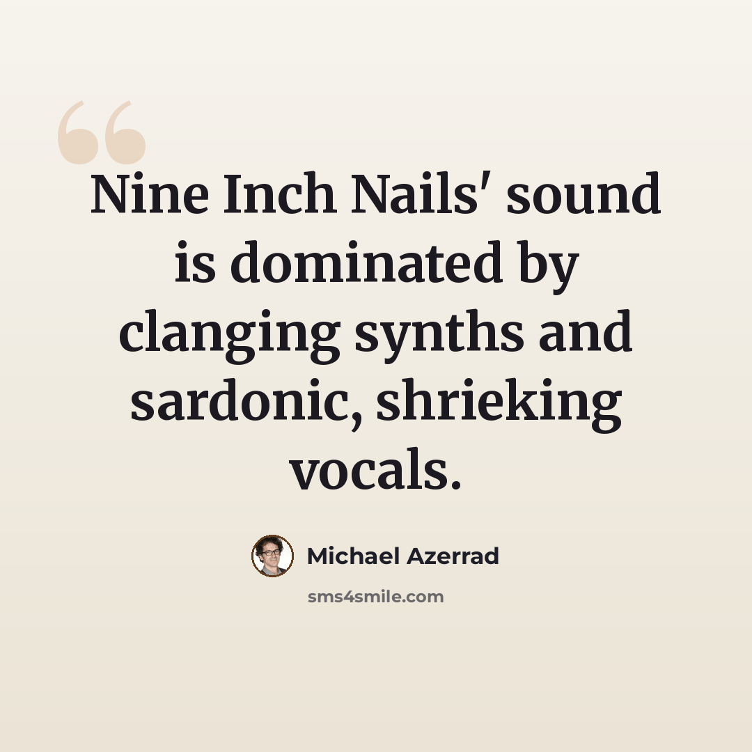 “Nine Inch Nails' sound is dominated by clanging synths and sardonic, shrieking vocals.” quote by Michael Azerrad