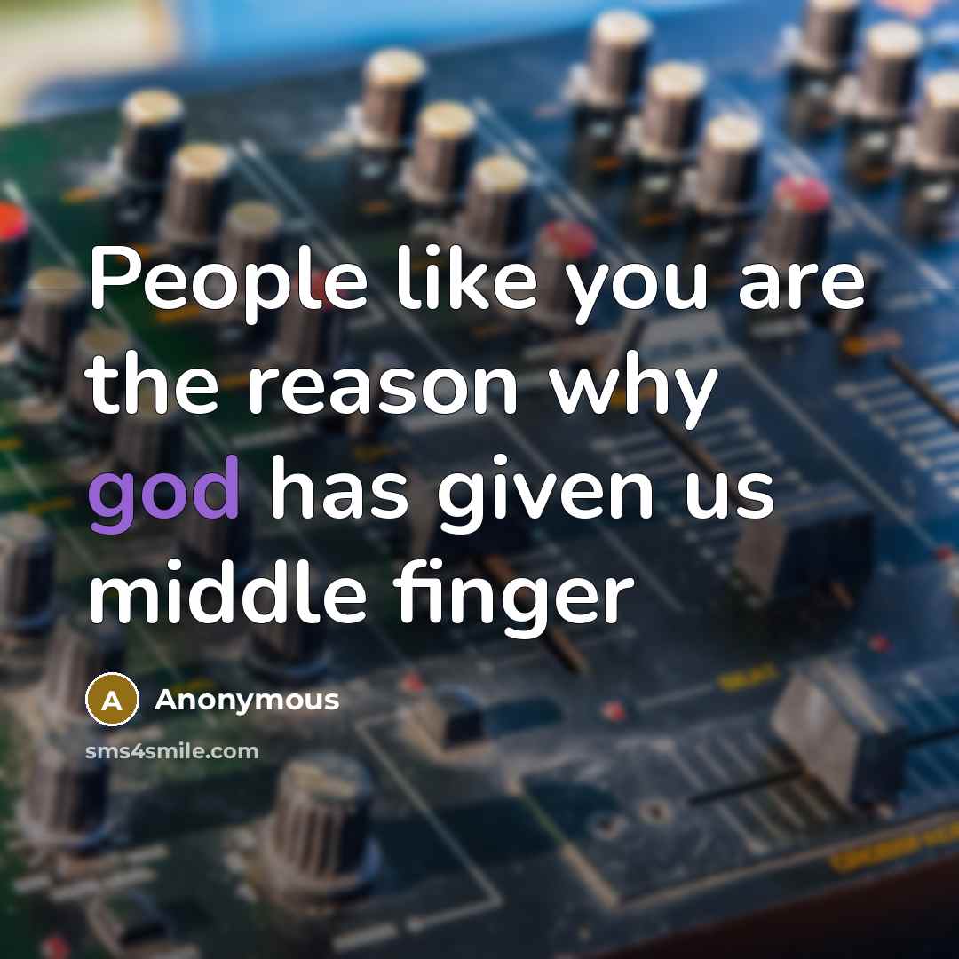 “People like you are the reason why god has given us middle finger” quote by Anonymous