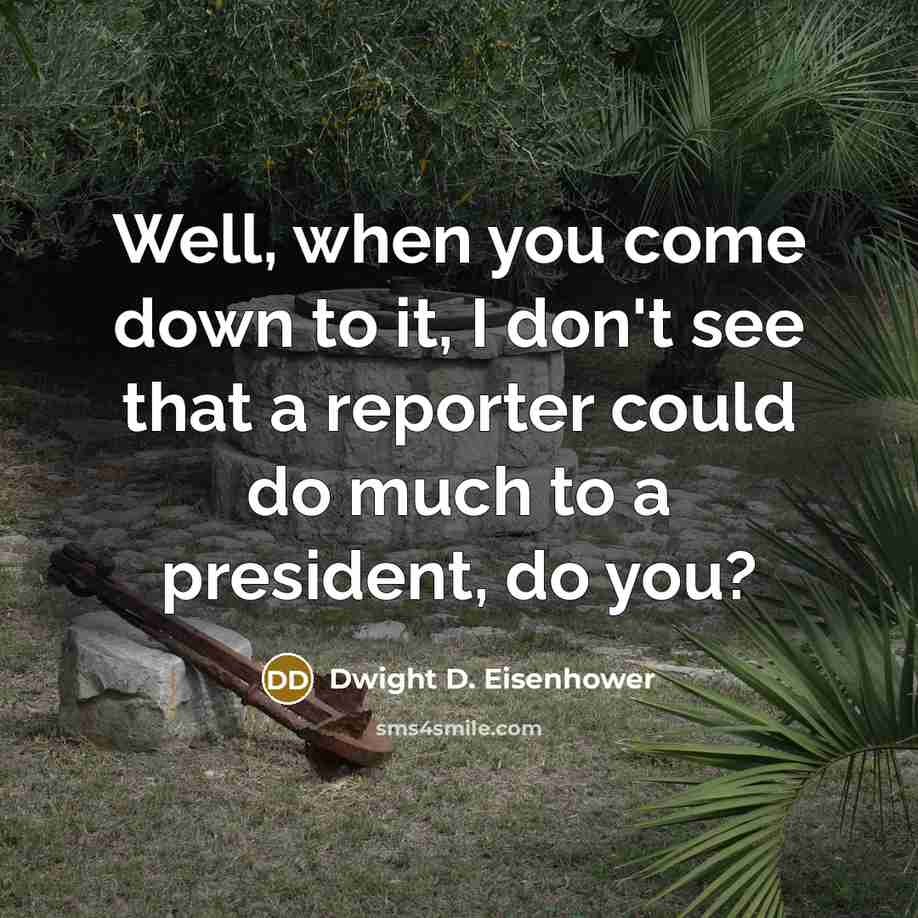 “Well, when you come down to it, I don't see that a reporter could do much to a president, do you?” quote by Dwight D. Eisenhower