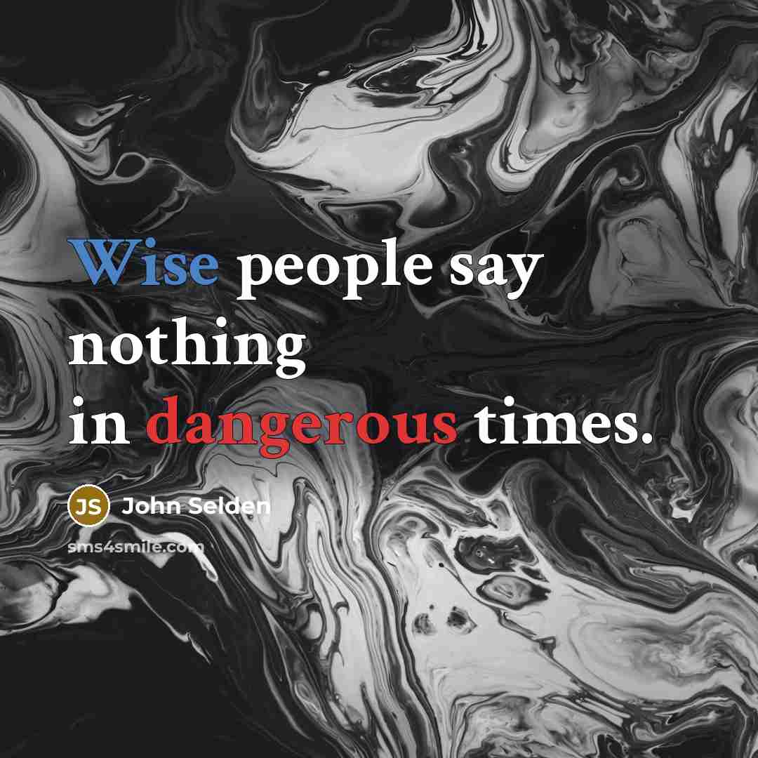 “Wise people say nothing in dangerous times.” quote by John Selden