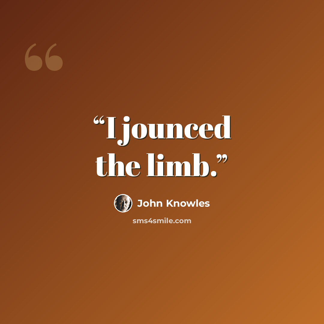“I jounced the limb.” quote by John Knowles