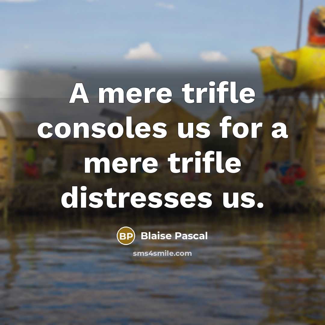 “A mere trifle consoles us for a mere trifle distresses us.” quote by Blaise Pascal