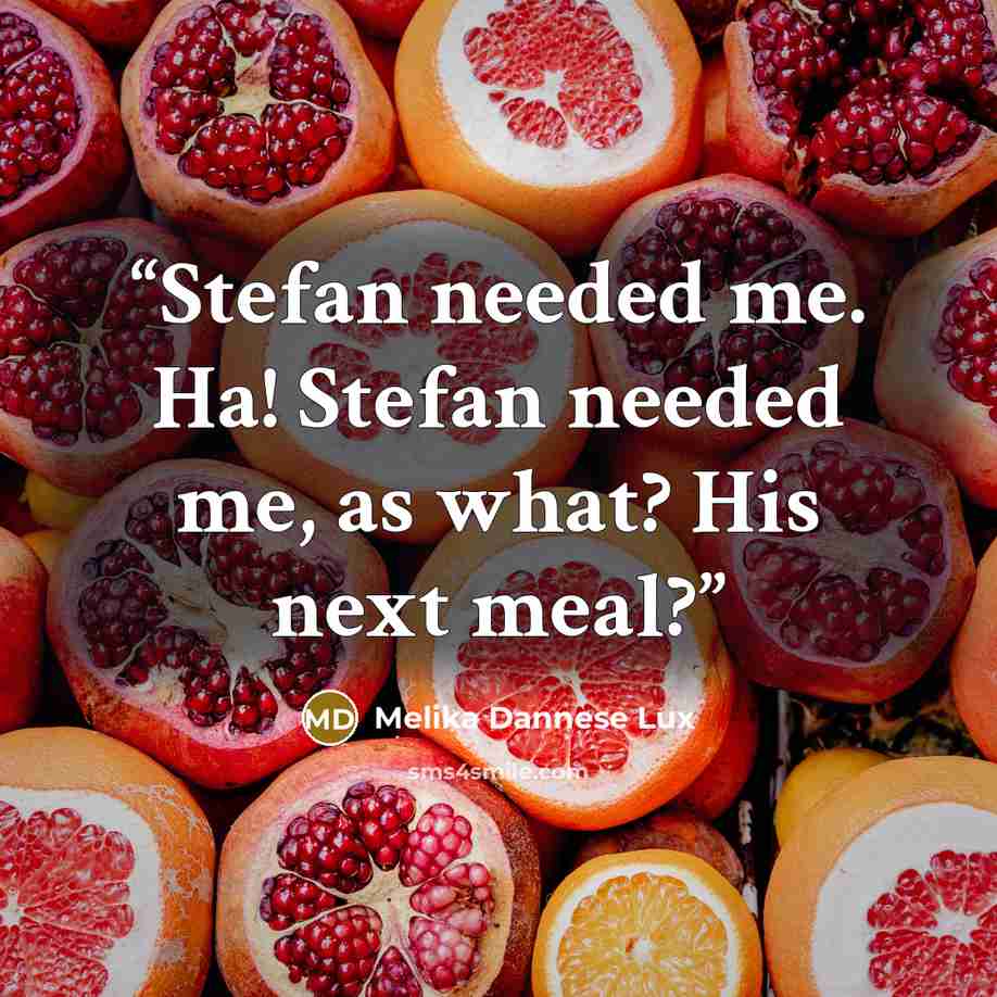 “Stefan needed me. Ha! Stefan needed me, as what? His next meal?” quote by Melika Dannese Lux