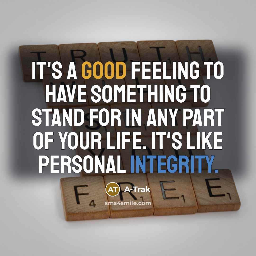 “It's a good feeling to have something to stand for in any part of your life. It's like personal integrity.” quote by A-Trak