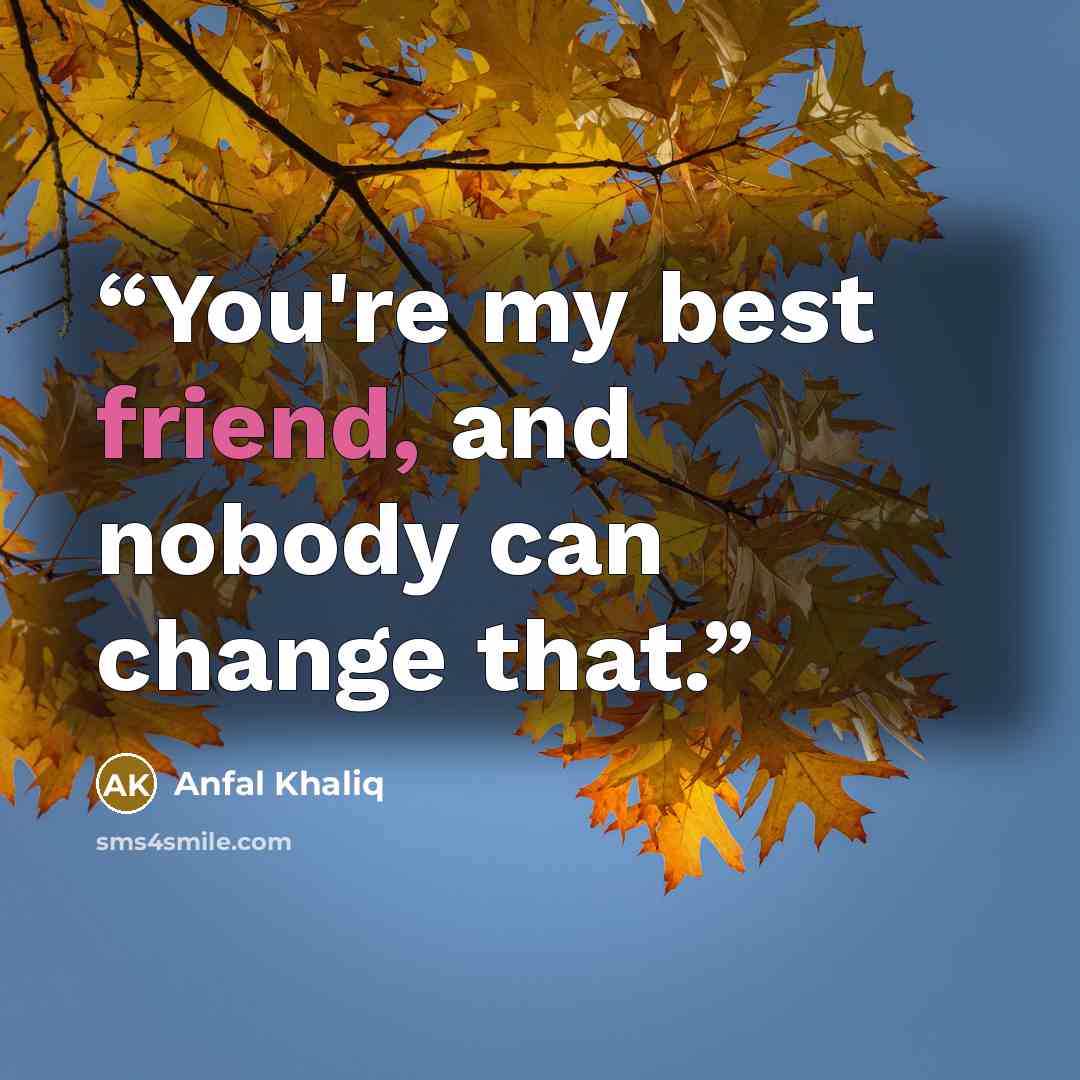 “You're my best friend, and nobody can change that.” quote by Anfal Khaliq