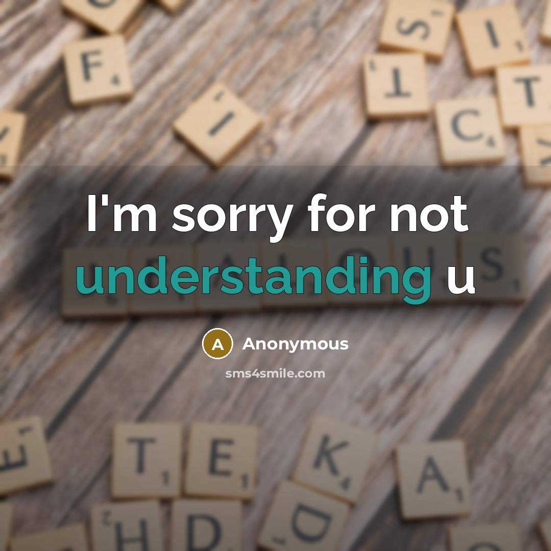 “I'm sorry for not understanding u” quote by Anonymous