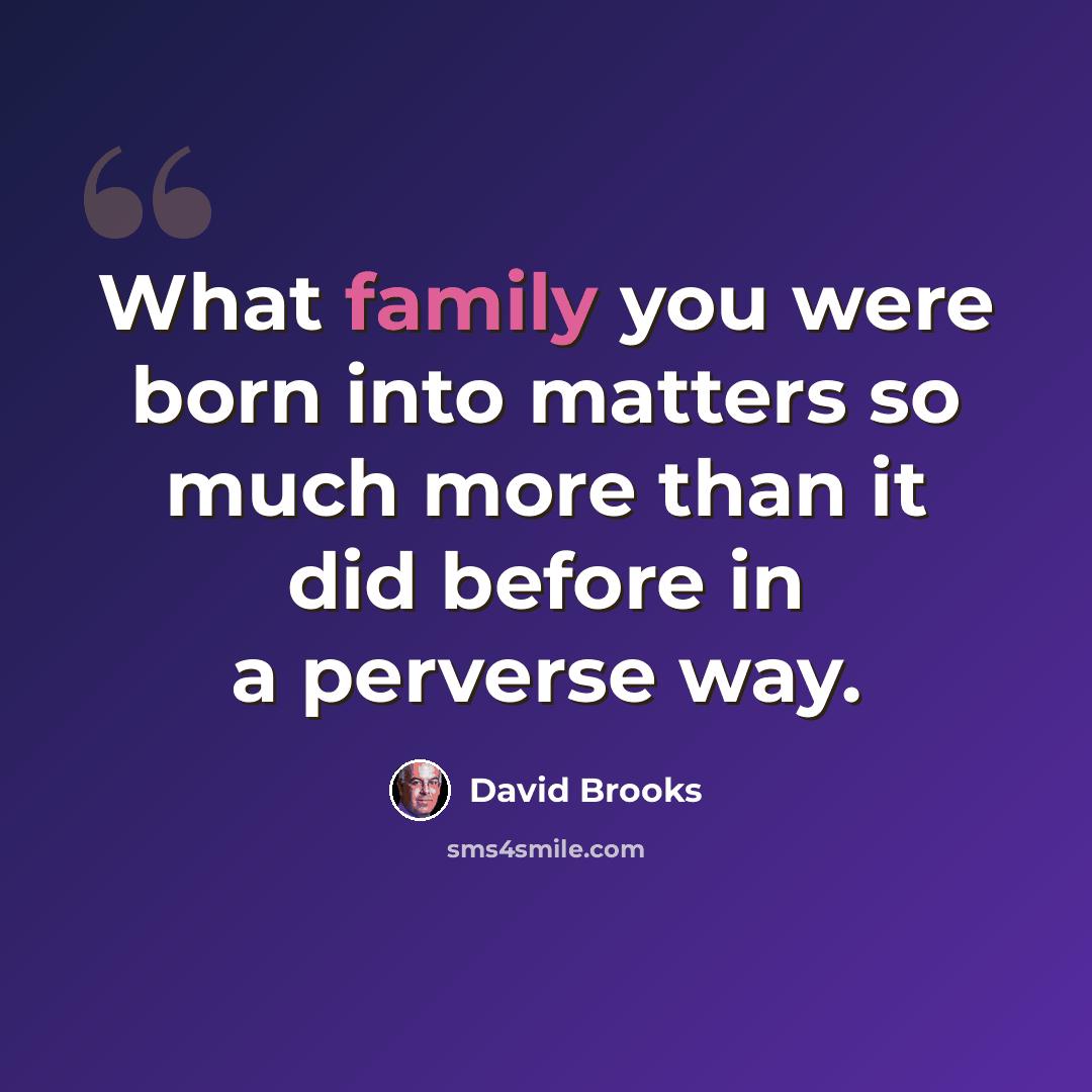 “What family you were born into matters so much more than it did before in a perverse way.” quote by David Brooks