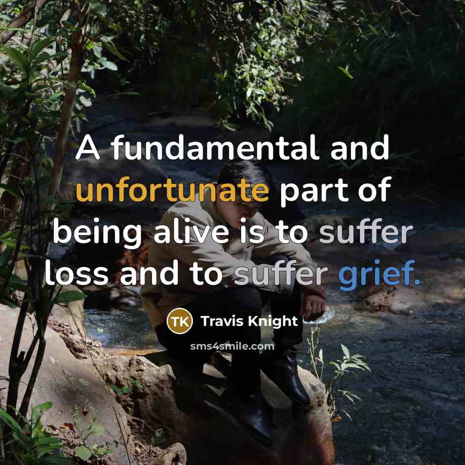 “A fundamental and unfortunate part of being alive is to suffer loss and to suffer grief.” quote by Travis Knight