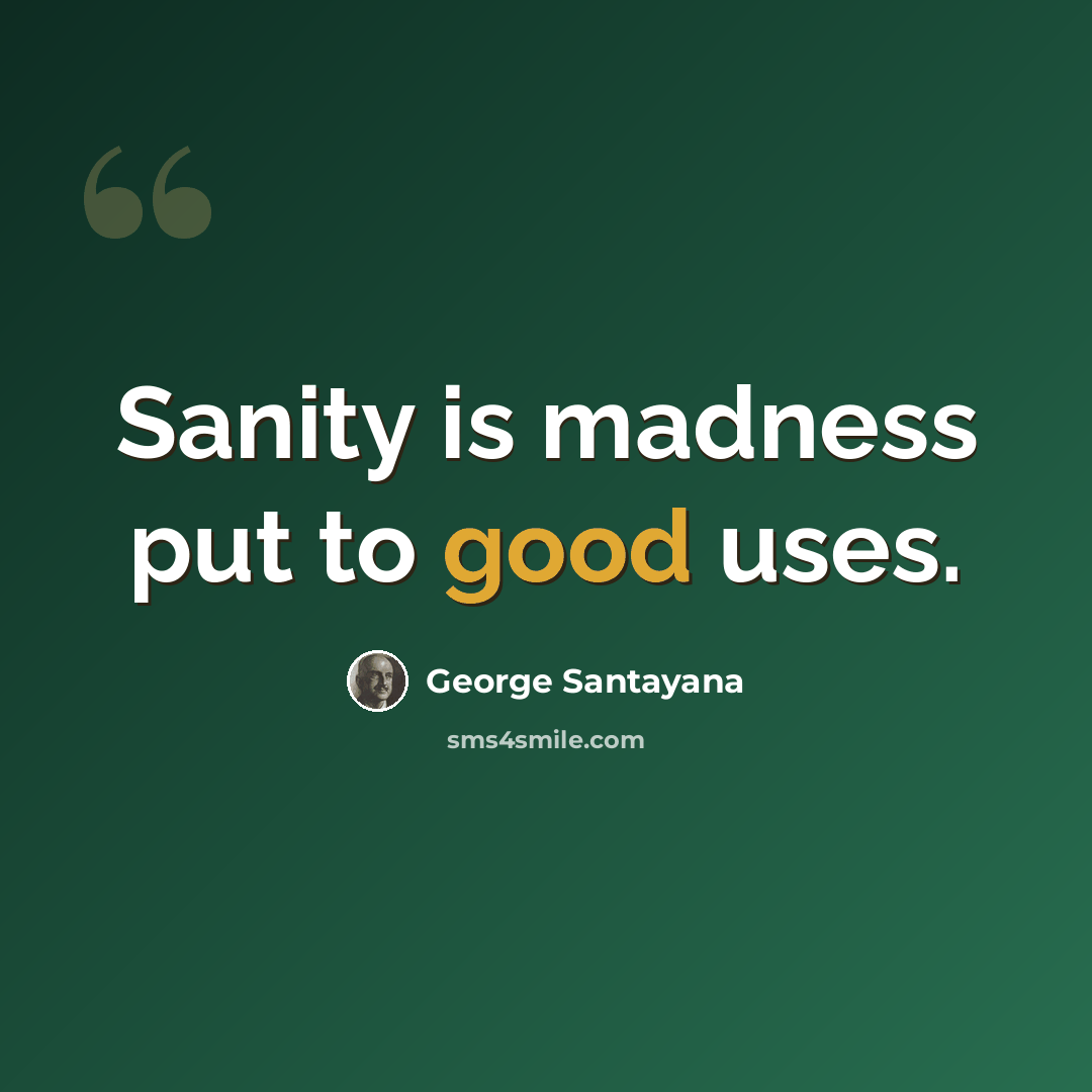 “Sanity is madness put to good uses.” quote by George Santayana
