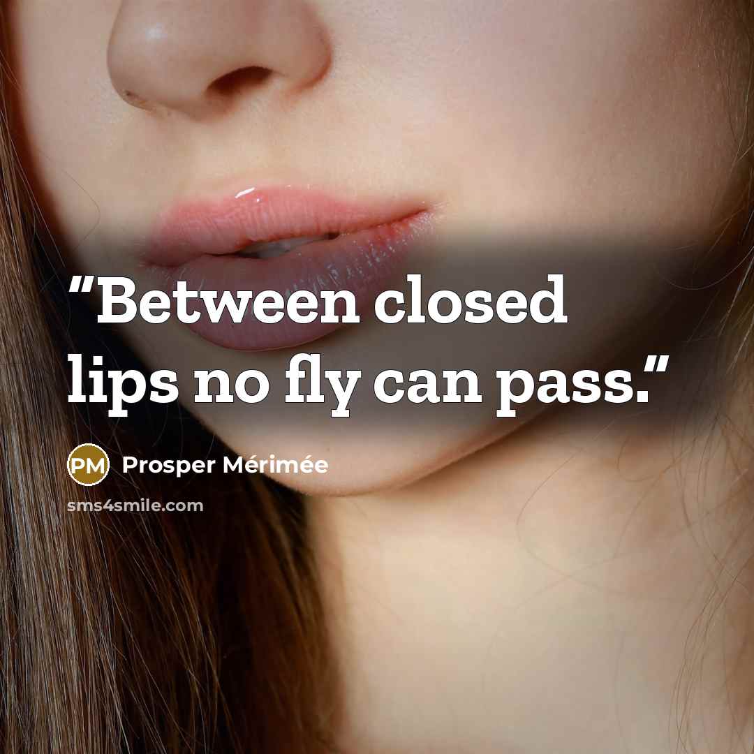 “Between closed lips no fly can pass.” quote by Prosper Mérimée