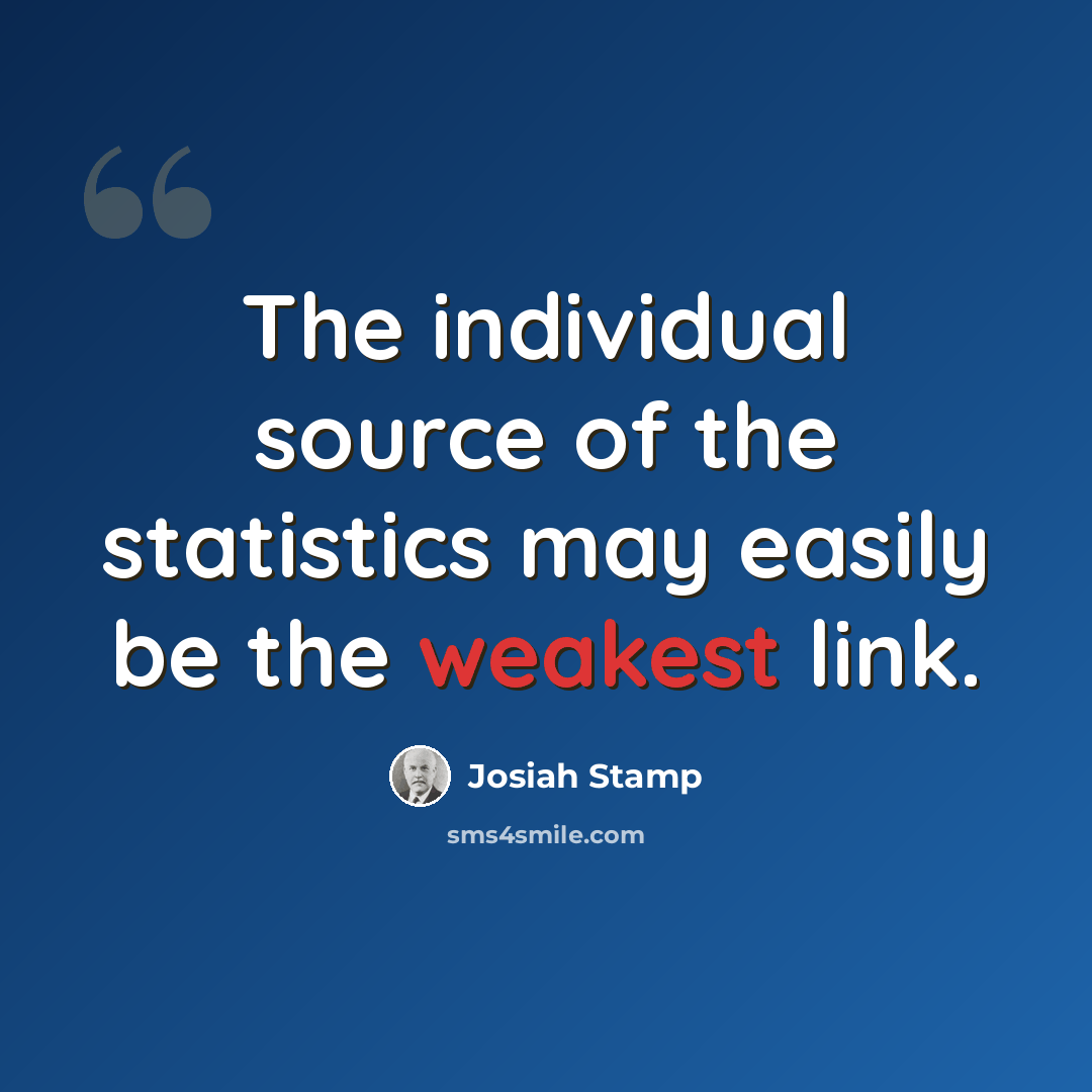 “The individual source of the statistics may easily be the weakest link.” quote by Josiah Stamp