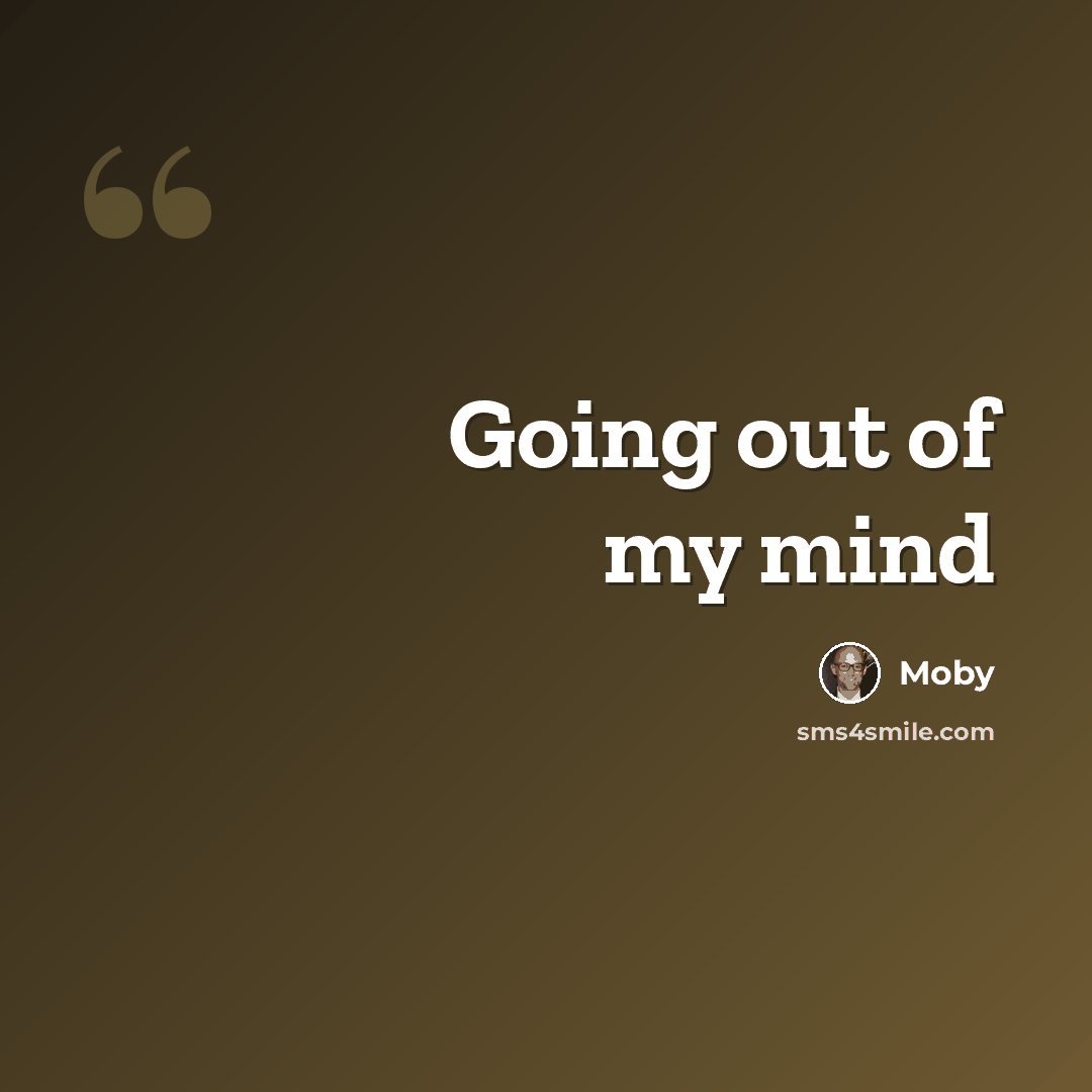 “Going out of my mind” quote by Moby