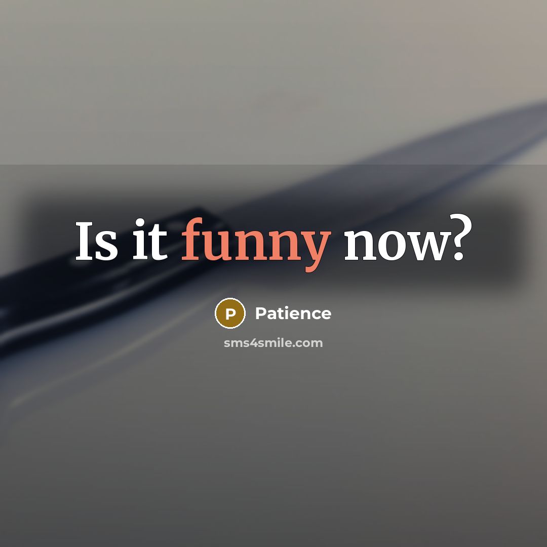 “Is it funny now?” quote by Patience