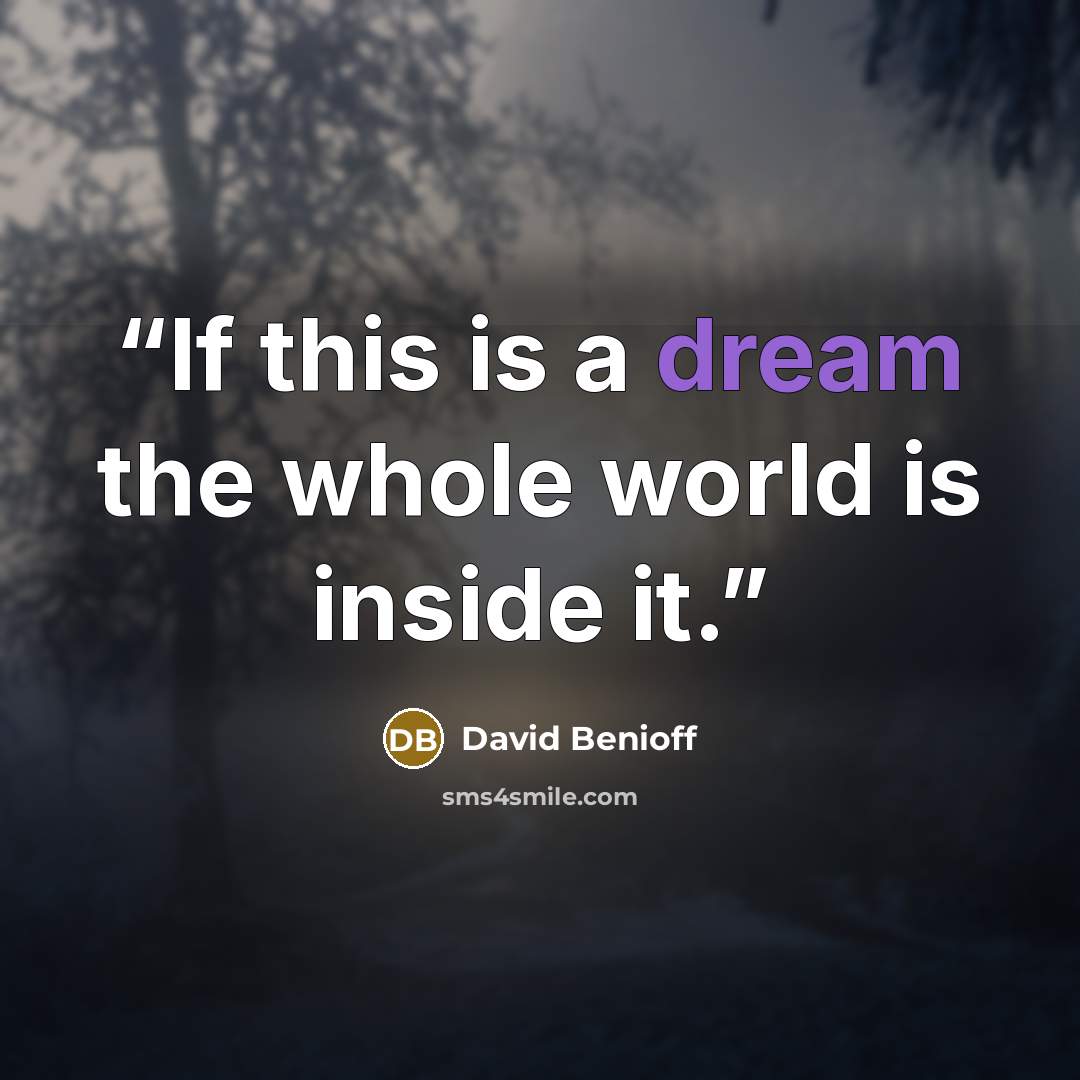 “If this is a dream the whole world is inside it.” quote by David Benioff