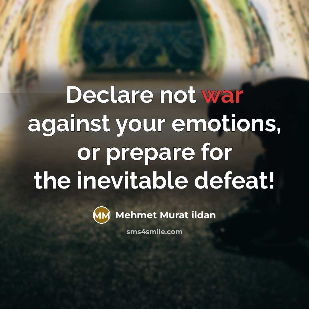 “Declare not war against your emotions, or prepare for the inevitable defeat!” quote by Mehmet Murat Ildan