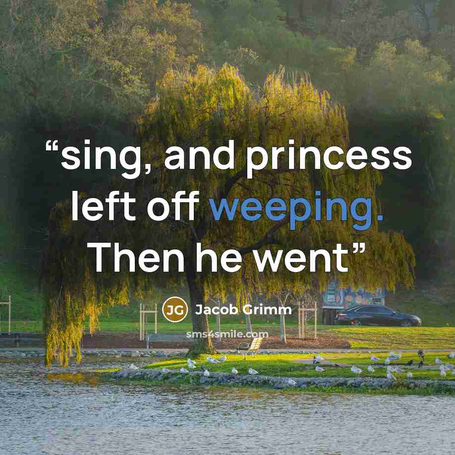 “sing, and princess left off weeping. Then he went” quote by Jacob Grimm