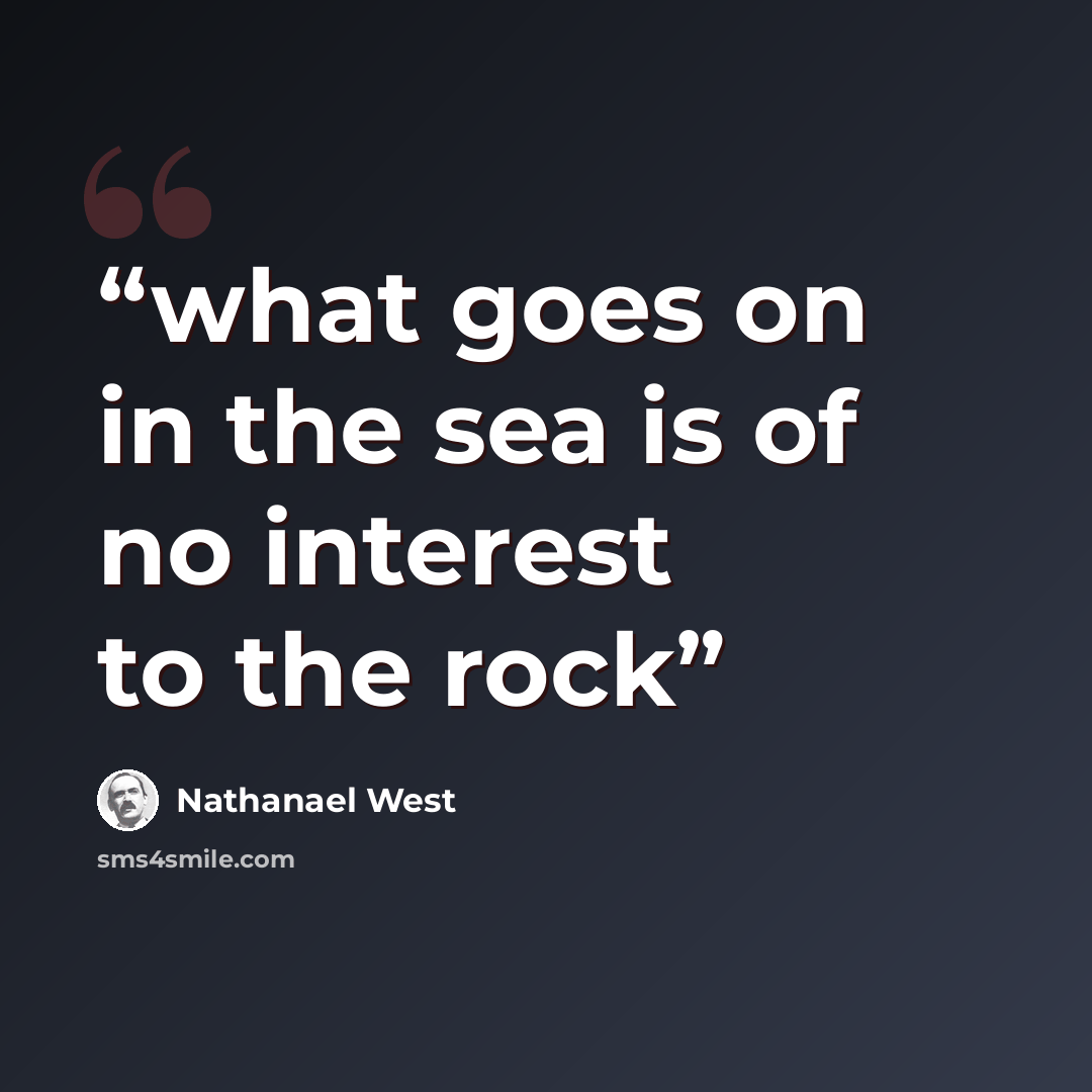 “what goes on in the sea is of no interest to the rock” quote by Nathanael West
