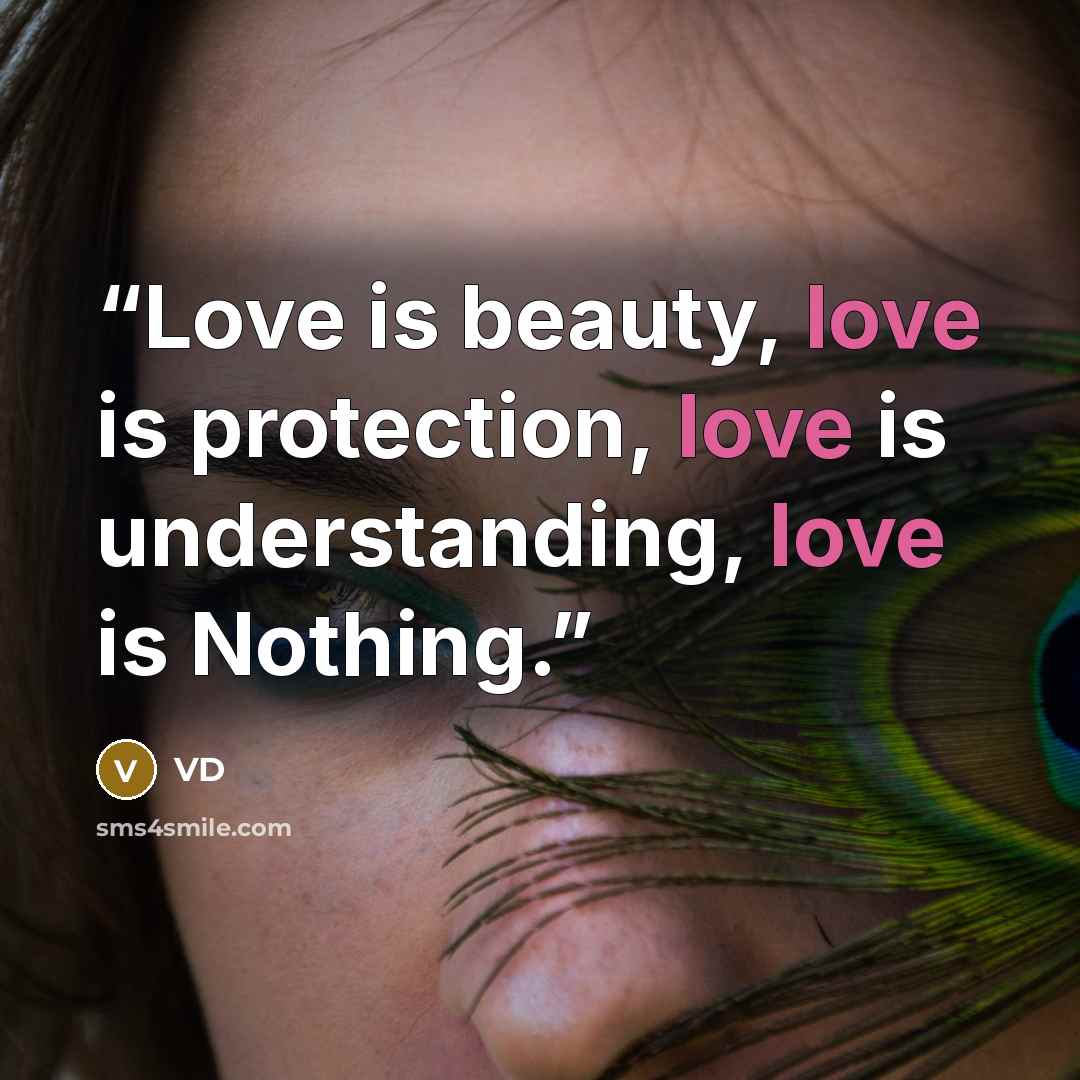 “Love is beauty, love is protection, love is understanding, love is Nothing.” quote by VD