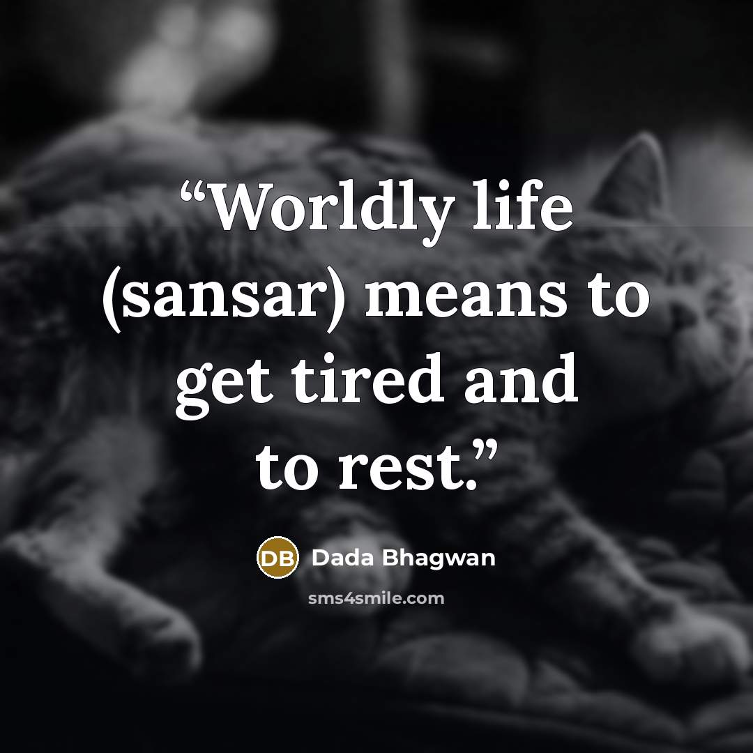 “Worldly life (sansar) means to get tired and to rest.” quote by Dada Bhagwan