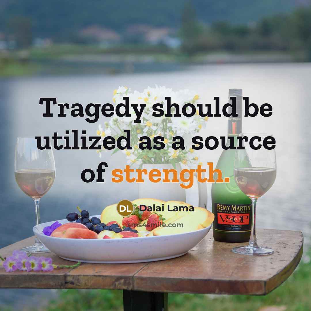 “Tragedy should be utilized as a source of strength.” quote by Dalai Lama