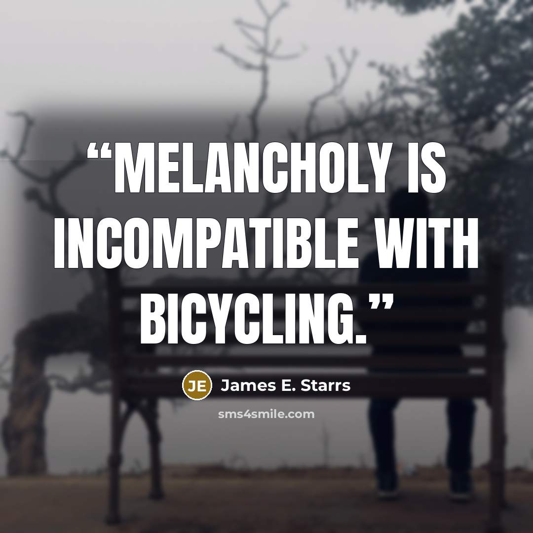 “Melancholy is incompatible with bicycling.” quote by James E. Starrs