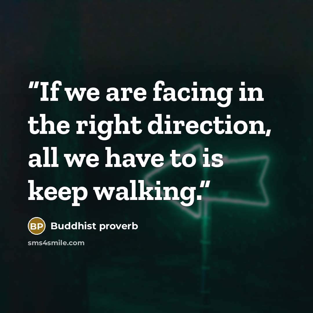 “If we are facing in the right direction, all we have to is keep walking.” quote by Buddhist proverb