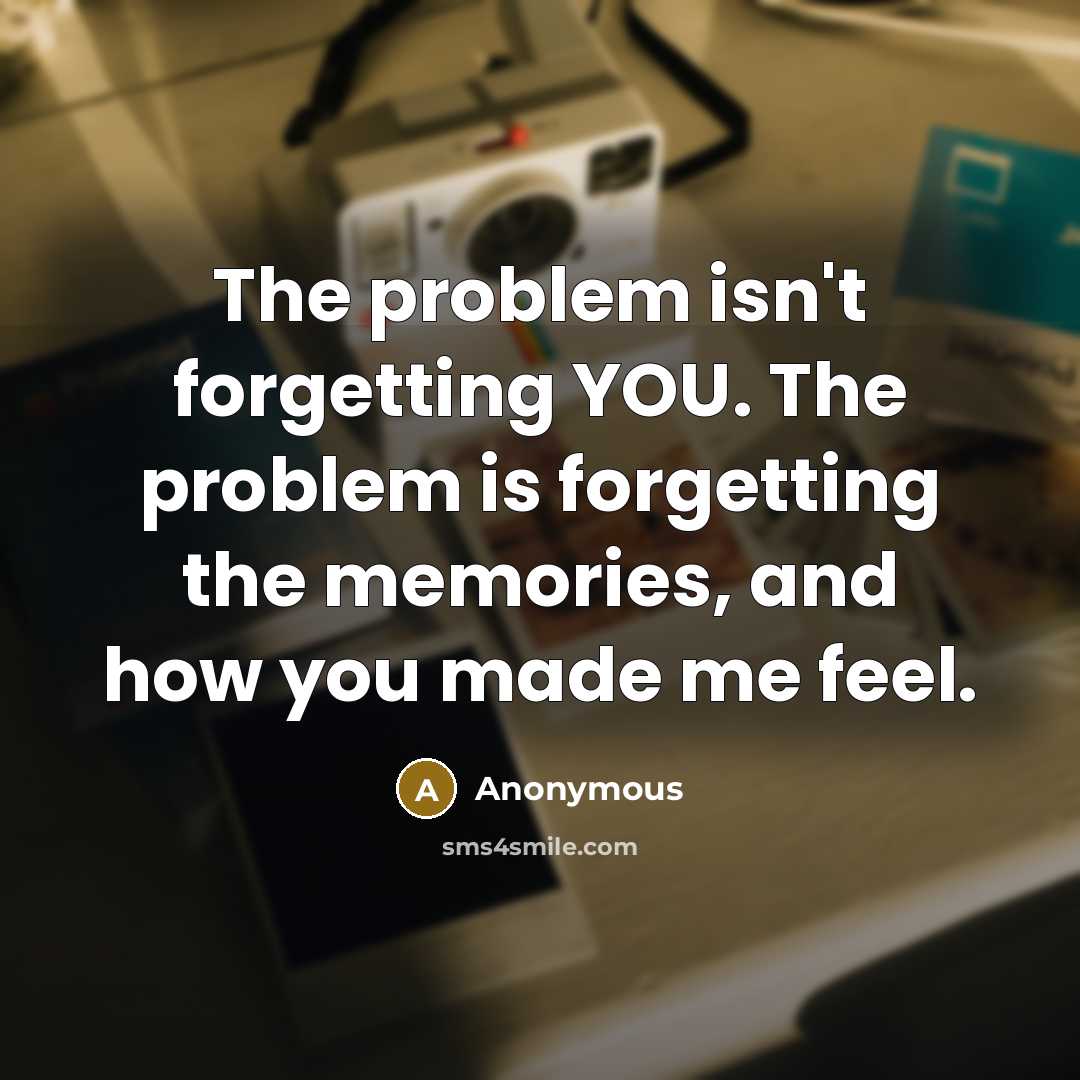 “The problem isn't forgetting YOU. The problem is forgetting the memories, and how you made me feel.” quote by Anonymous